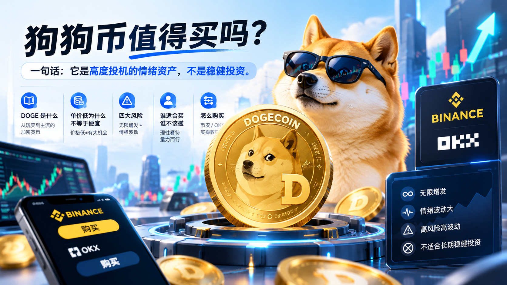 狗狗币值得买吗？2026 新手决策指南（DOGE 是什么、风险、怎么买）