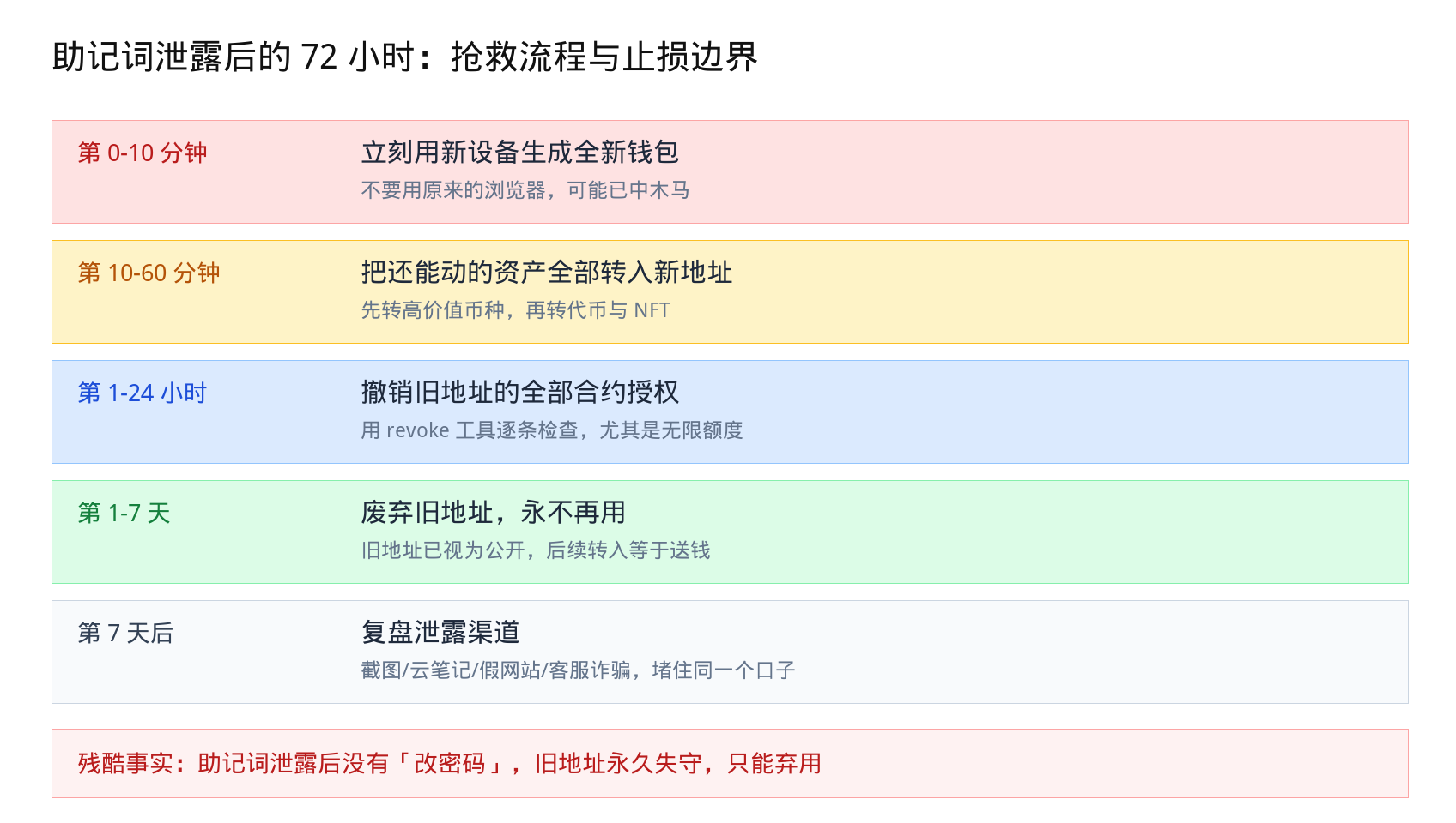 助记词泄露了怎么办：72 小时抢救流程
